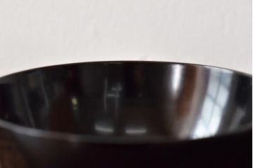 大正昭和初期　鉄線図黒漆塗木製椀8客セット(蓋付き椀、漆器、和食器)(R-043087)