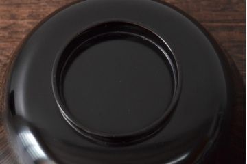 大正昭和初期　鉄線図黒漆塗木製椀8客セット(蓋付き椀、漆器、和食器)(R-043087)