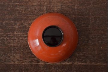 アンティーク雑貨　明治大正期　欅製朱塗椀8客セット(漆器、お椀、和食器)(R-043090)