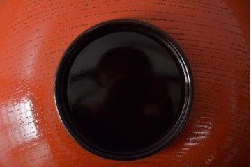 アンティーク雑貨　明治大正期　欅製朱塗椀8客セット(漆器、お椀、和食器)(R-043090)