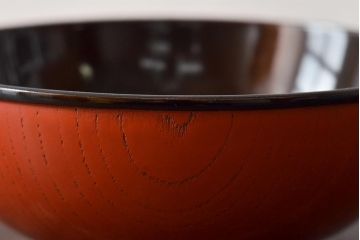 アンティーク雑貨　明治大正期　欅製朱塗椀8客セット(漆器、お椀、和食器)(R-043090)