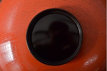 アンティーク雑貨　明治大正期　欅製朱塗椀8客セット(漆器、お椀、和食器)(R-043090)