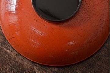 アンティーク雑貨　明治大正期　欅製朱塗椀8客セット(漆器、お椀、和食器)(R-043090)