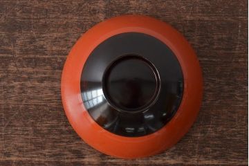 アンティーク雑貨　大正昭和初期　朱塗稲穂蒔絵木製椀6客セット(漆器、お椀)(R-043099)