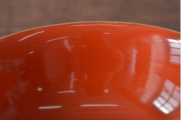 アンティーク雑貨　大正昭和初期　朱塗鶴蒔絵木製椀5客セット(漆器、お椀、和食器)(R-043100)