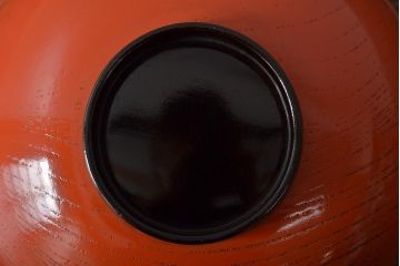 アンティーク雑貨　明治大正期　欅製朱塗椀5客セット(漆器、お椀、和食器)(R-043101)