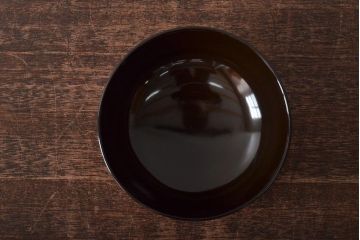 アンティーク雑貨　明治大正期　欅製朱塗椀5客セット(漆器、お椀、和食器)(R-043101)