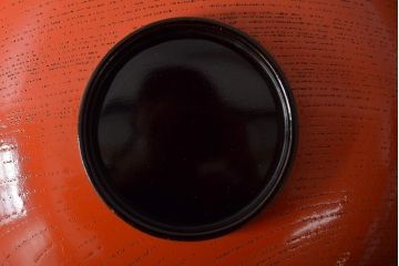 アンティーク雑貨　明治大正期　欅製朱塗椀5客セット(漆器、お椀、和食器)(R-043101)