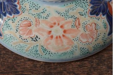 アンティーク雑貨　幕末〜明治　富長貴春銘　色絵染付蓋茶碗2客セット(和食器)(R-043102)