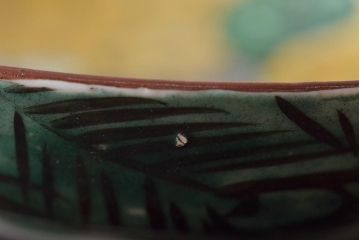 アンティーク雑貨　江戸明治期　九谷焼　角福　色絵果実染付小皿5枚セット(和食器)(R-043104)