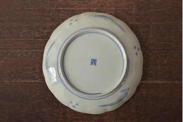 アンティーク雑貨　明治期　紅葉に鹿　7寸染付皿2枚セット(和食器、中皿)(R-043105)