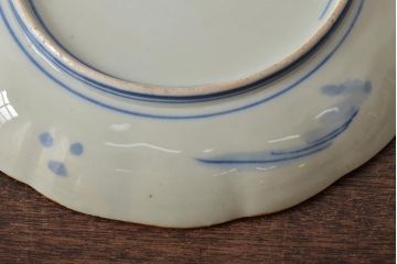 アンティーク雑貨　明治期　紅葉に鹿　7寸染付皿2枚セット(和食器、中皿)(R-043105)