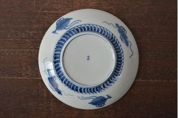 アンティーク雑貨　明治期　山水図　九谷　8寸染付皿2枚セット(和食器、中皿)(R-043106)