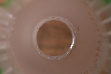 ヴィンテージ照明　イギリスビンテージ　エッチングガラスとフリルシェードがお洒落なペンダントライト(ランプシェード、天井照明)(R-043117)