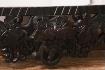 ヴィンテージ家具　鹿・葡萄　彫刻が目を引く木製ウォールミラー(壁掛け鏡、姿見、ビンテージ)(R-043121)