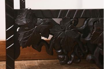 ヴィンテージ家具　鹿・葡萄　彫刻が目を引く木製ウォールミラー(壁掛け鏡、姿見、ビンテージ)(R-043121)
