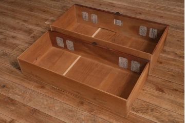 アンティーク家具　明治大正期　箪笥リメイク　ヒノキ材　角ばった取っ手が味わい深いローボード(テレビ台、テレビボード、収納棚)(R-043122)