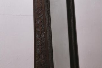 ビンテージ家具　伝統工芸　軽井沢彫り　桜の彫りが目を引く姿見(鏡、ミラー、ヴィンテージ)(R-043126)