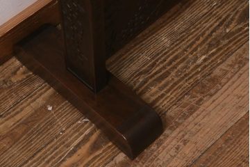 ビンテージ家具　伝統工芸　軽井沢彫り　桜の彫りが目を引く姿見(鏡、ミラー、ヴィンテージ)(R-043126)