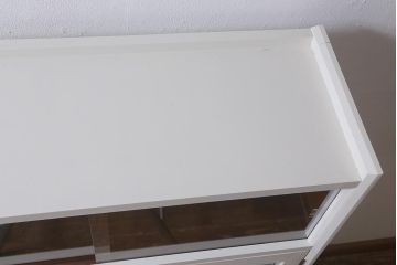ペイント家具　モールガラス　レトロな佇まいのキャビネット(収納棚、戸棚、本箱)(R-043136)