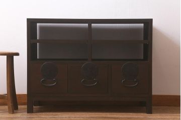 ラフジュ工房オリジナル　古金具リメイク　大正期　丸金具　使い勝手の良いテレビ台(ローボード、テレビボード、収納棚、オープンラック)(R-043140)