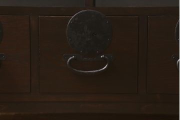 ラフジュ工房オリジナル　古金具リメイク　大正期　丸金具　使い勝手の良いテレビ台(ローボード、テレビボード、収納棚、オープンラック)(R-043140)