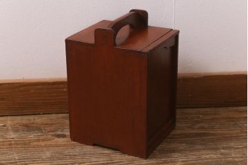 アンティーク雑貨　古道具　大正期　漆塗り　小ぶりなおかもち(岡持ち、木製出前箱、皿箱、収納箱)(R-043193)
