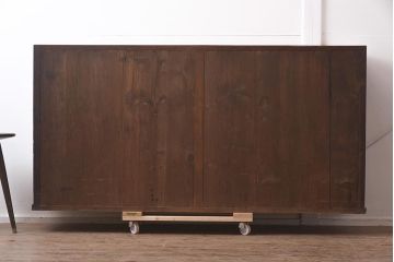 アンティーク家具　和製アンティーク　昭和初期　黒塗りがシックな戸棚(食器棚、キャビネット)(R-043209)