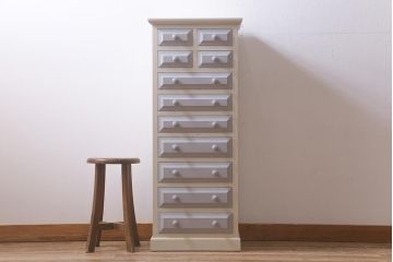ペイント家具　中古　民芸家具リメイク　昭和後期　やわらかな色合いが魅力のチェスト(引き出し)(R-043213)