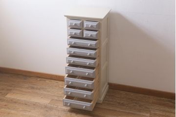 ペイント家具　中古　民芸家具リメイク　昭和後期　やわらかな色合いが魅力のチェスト(引き出し)(R-043213)