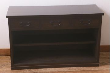 ラフジュ工房オリジナル　前面栗材　引き出し付き　明治期の味わい深い古建具を使ったリメイクローボード(テレビ台、収納棚、戸棚)(R-043216)