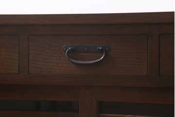 ラフジュ工房オリジナル　古建具リメイク　脚付き　上品な和の風情感じる引き出し付きローボード(戸棚、収納棚、テレビボード)(R-043220)