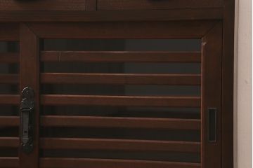 ラフジュ工房オリジナル　古建具リメイク　脚付き　上品な和の風情感じる引き出し付きローボード(戸棚、収納棚、テレビボード)(R-043220)