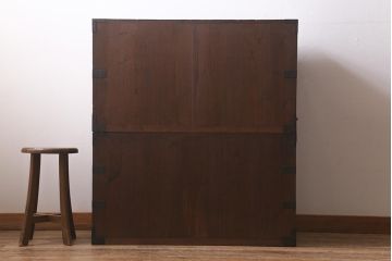 アンティーク家具　和製アンティーク　総桐材　巾着金具　上品な和の風情が漂う重ね箪笥(時代箪笥、衣装箪笥、引き出し、桐箪笥、桐たんす)(R-043221)