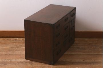 アンティーク家具　和製アンティーク　総桐材　使い込まれた味わいが趣きあふれる明治大正期の小箪笥(時代箪笥、引き出し、桐箪笥、桐たんす)(R-043222)