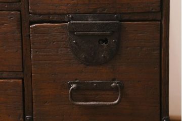 アンティーク家具　和製アンティーク　総桐材　使い込まれた味わいが趣きあふれる明治大正期の小箪笥(時代箪笥、引き出し、桐箪笥、桐たんす)(R-043222)