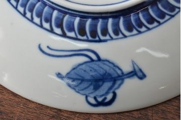 アンティーク雑貨　明治期　山水図　九谷　8寸染付皿2枚セット(和食器)(R-043223)