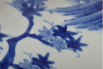 アンティーク雑貨　明治期　紅葉に鹿　7寸染付皿2枚セット(和食器)(R-43226)