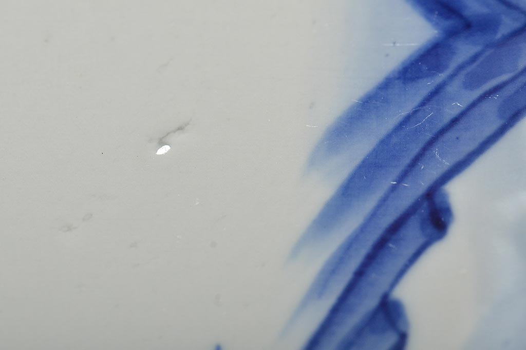 アンティーク雑貨　明治期　紅葉に鹿　7寸染付皿2枚セット(和食器)(R-43226)