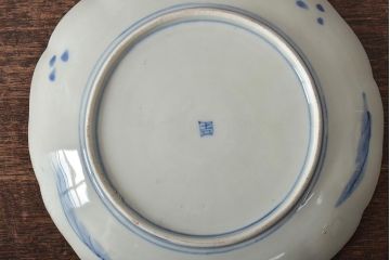 アンティーク雑貨　明治期　紅葉に鹿　7寸染付皿2枚セット(和食器)(R-43226)