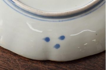 アンティーク雑貨　明治期　紅葉に鹿　7寸染付皿2枚セット(和食器)(R-43226)