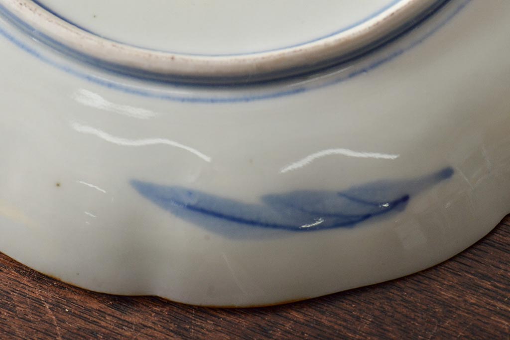 アンティーク雑貨　明治期　紅葉に鹿　7寸染付皿2枚セット(和食器)(R-43226)