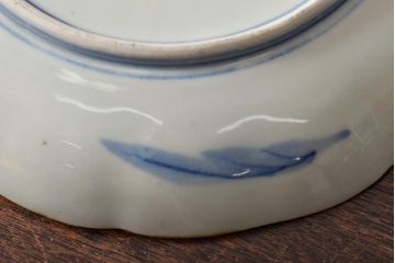 アンティーク雑貨　明治期　紅葉に鹿　7寸染付皿2枚セット(和食器)(R-43226)