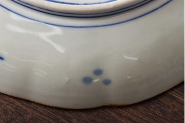 アンティーク雑貨　明治期　紅葉に鹿　7寸染付皿2枚セット(和食器)(R-43227)