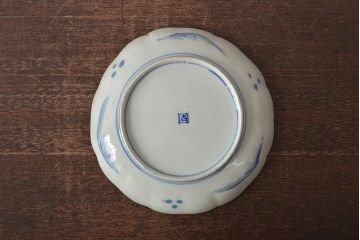 アンティーク雑貨　明治期　紅葉に鹿　7寸染付皿2枚セット(和食器)(R-43228)