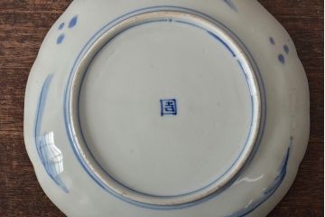 アンティーク雑貨　明治期　紅葉に鹿　7寸染付皿2枚セット(和食器)(R-43228)