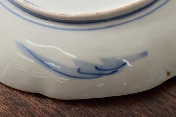 アンティーク雑貨　明治期　紅葉に鹿　7寸染付皿2枚セット(和食器)(R-43228)