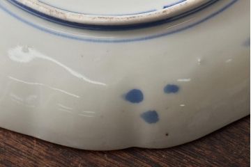 アンティーク雑貨　明治期　紅葉に鹿　7寸染付皿2枚セット(和食器)(R-43228)