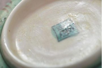 アンティーク雑貨　江戸明治期　九谷焼　角福　色絵果実染付小皿5枚セット(和食器)(R-043229)
