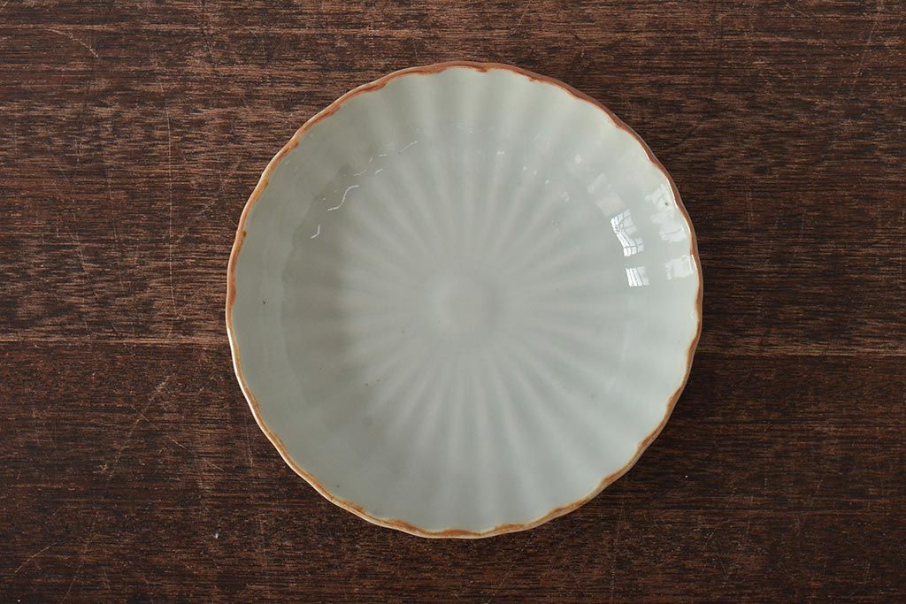 アンティーク雑貨　幕末〜明治期　伊万里焼　白磁　菊皿3枚セット(和食器)(R-043232)